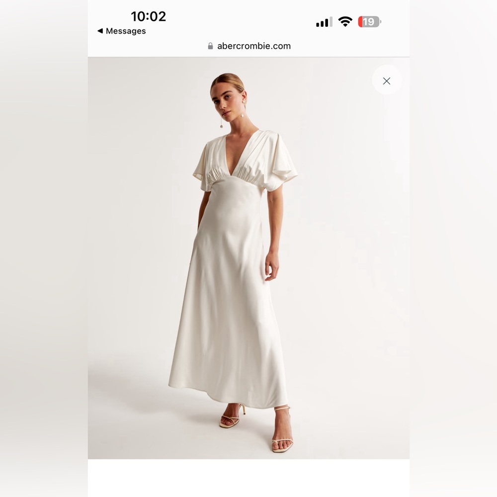Flutter Sleeve Satin Maxi Dress